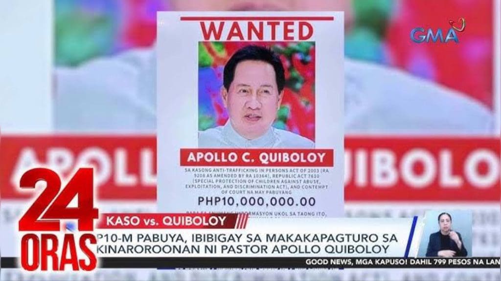 Pabuya para madakip si Pastor Apollo Quiboloy, umabot na sa P10M